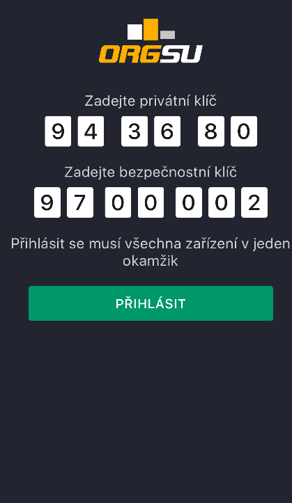 Po úspěšném přihlášení do aplikace se na displeji měřícího zařízení zobrazí všechny detaily potřebné k měření jako jsou jména závodů, předpokládané časy startů, měřící body a jejich názvy.