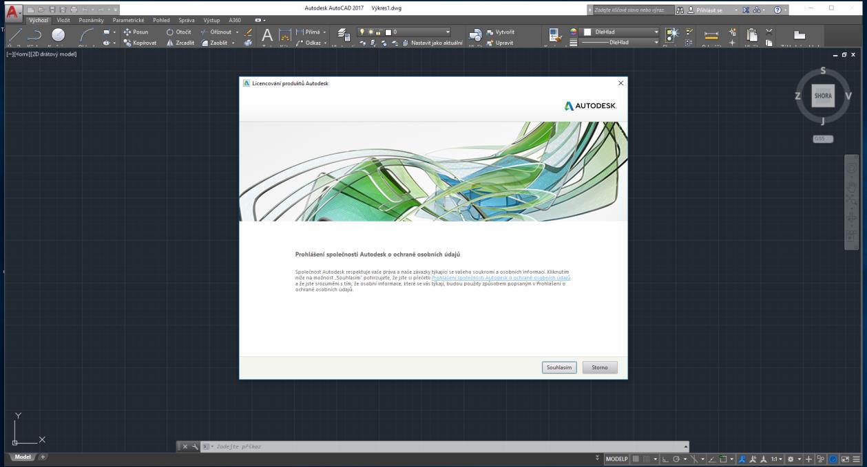 7 První spuštění a aktualizace aplikace 1) Spusťte aplikaci dvojklikem na ikonu AutoCAD 2017 Čeština