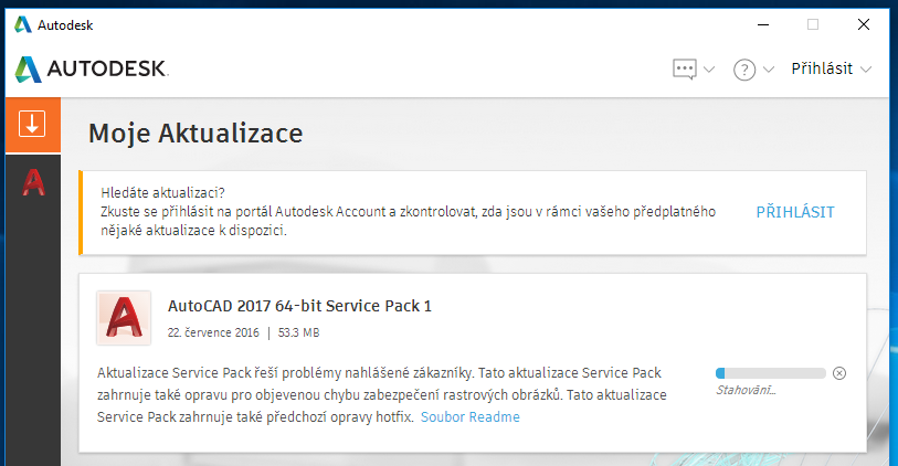 Při aktualizaci se AutoCAD sám zavře.