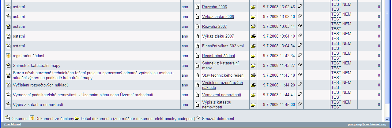 1.1.6 Vložení dokumentů a jejich elektronický podpis V záložce Projekt Seznam dokumentů vygenerujte nejprve dokument Registrační žádosti a elektronicky podepište.