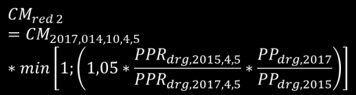 3. Úhrada formou případového paušálu Pokud je počet překladů 100 a zároveň tvoří alespoň 10 % produkce 2015 nebo 2017: X = 1,05 nebo X = 1,15 Casemix mimo překlady: Při poklesu počtu případů oproti