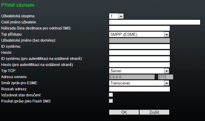 Poznámka Parametr Delivery status required lze nastavit manuálně pouze v případě použití protokolu SMTP/POP3.