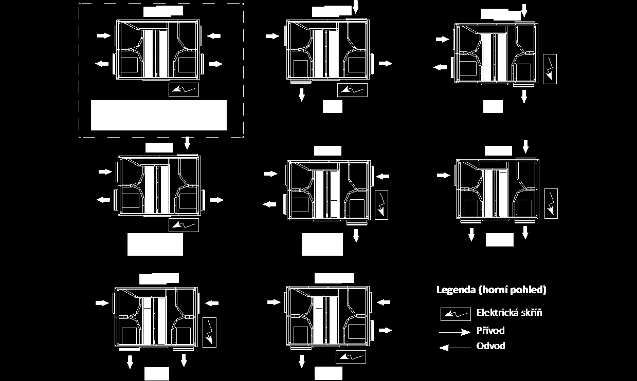 RI VO-_ Maximální množství vzduchu: m³/h při a lektrické napětí: 2 V 1, Výkon motoru(ů): (2x1)W Stupně rychlostí: 4 Krytí: I2 Účinnost rekuperace: % ladina hluku: Váha: řipojení: mm Regulační systém: