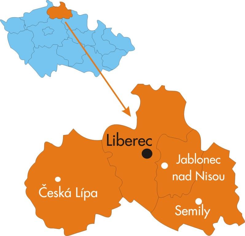 3 Charakteristika Libereckého kraje (1) Druhý nejmenší kraj v České republice Sídelní město kraje Liberec je pátým největším městem České republiky