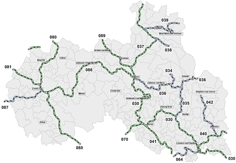 4 Charateristika Libereckého kraje (2) Chybějící napojení na hlavní železniční koridory Jediné sídelní krajské město, kterému chybí kvalitní železniční spojení s Prahou Regionální železnice vedou