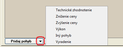 V hornej časti formulára sa nachádzajú záložky Majetok, Poznámka, Vlastnosti, SZČP, Lokalizácia a záložka Ostatné údaje.