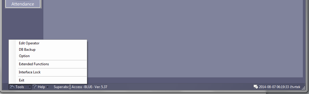 5.0 TOOLS - Nastavení Některé nastavení je přistupné přes tlačítko TOOLS na spodní liště Změna přihlašovacích údajů pro operátora Zálohování databáze Nastavení prostředí pro program POVOLENÍ