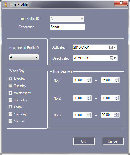 5.4.1 Activate Time profile Časové zóny pro uživatele Upravit vybraný časový plán Přidat časový plán Smazat vybraný časový plán Tisknout Exportovat do.