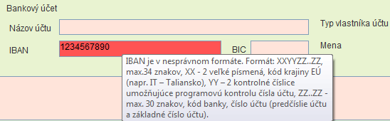 Povinné vyplnenie polí žiadosti o vrátenie DPH je zvýraznené ružovým podfarbením. Ak sa pri vyplnení poľa žiadosti vyžaduje dodržanie formátu, je povolený obsah definovaný v bublinovej nápovede.