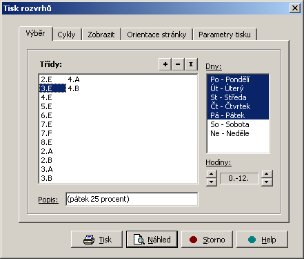 Rozvrh hodin Označení hodin u učitelů - určení nadúvazkových hodin, přespočetných Taková hodina by měla