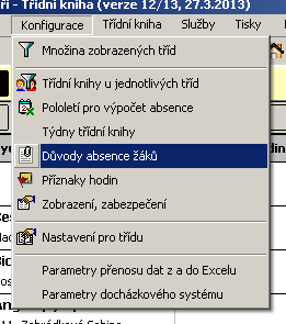 Třídní kniha zápis hodiny Ikona = přepnutí pohledů Omlouvání