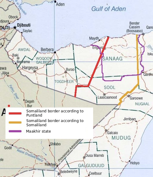 Příloha č. 14: Faktické rozdělení Somálska. Zdroj: http://en.