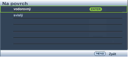 2. Stisknutím / / / vyberte jeden ze čtyř rohů a stiskněte MODE/ENTER. 3. Stisknutím / upravte svislé hodnoty od 0 do 60. 4.