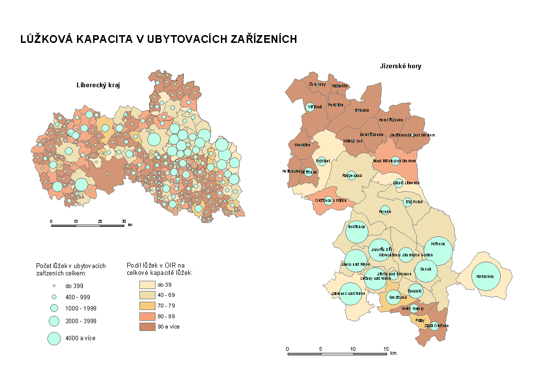 2.5 Základní turistická infrastruktura 2.5.1 Rozmístění ubytovacích zařízení Jak již bylo zmíněno výše, zatížení regionu cestovním ruchem je již nyní výrazné.