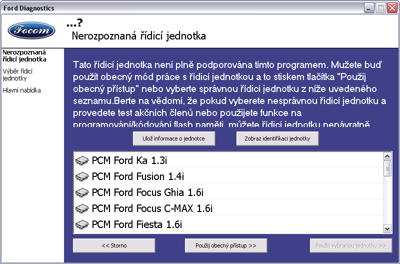 Více informací o jednotce můžete získat kliknutím na tlačítko Zobrazit identifikaci jednotky.