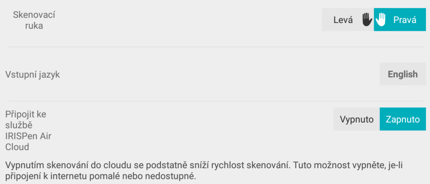 3. Rychlé nastavení pera IRISPen TM Při prvním spuštění aplikace se zobrazí obrazovka Rychlé nastavení.