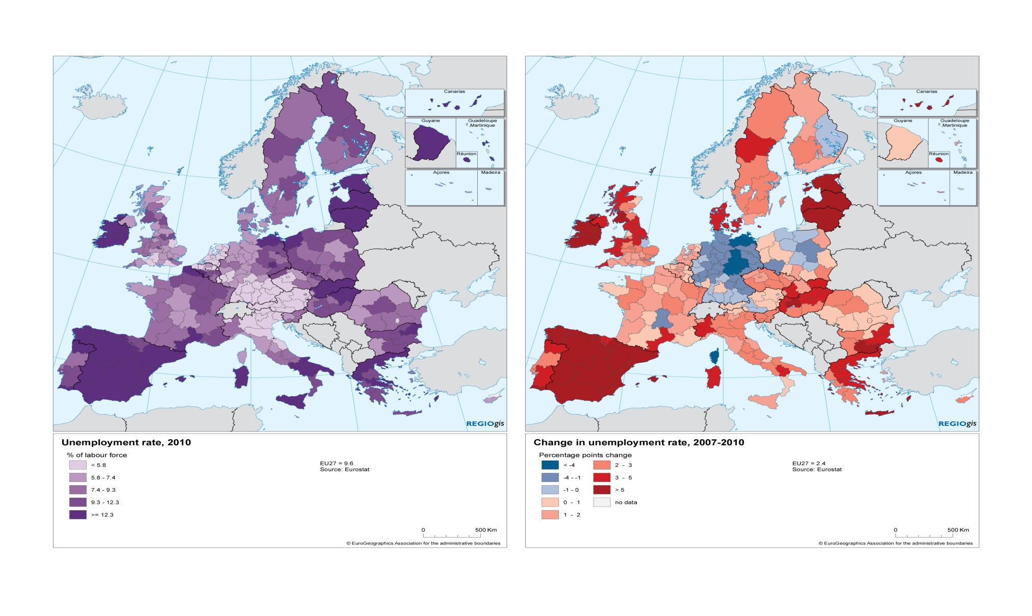 Regionální nezaměstnanost (2010) a změny