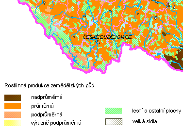 Struktura vegetačních formací v širším kontextu je následující: V okolí Vlčevsi převažuje mozaika lesů se změněnou dřevinnou skladbou, polí a luk, podle rostlinné produkce zemědělské půdy jde o