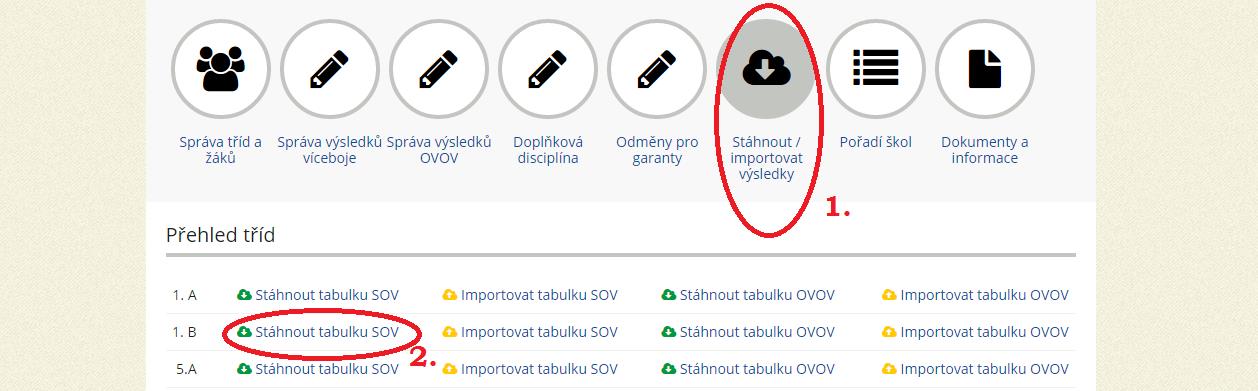 Soubor CSV je volně ke stažení v učitelské administraci v sekci Stáhnout/importovat výsledky označené černým mráčkem se šipkou dolů: http://www.ceskosportuje.