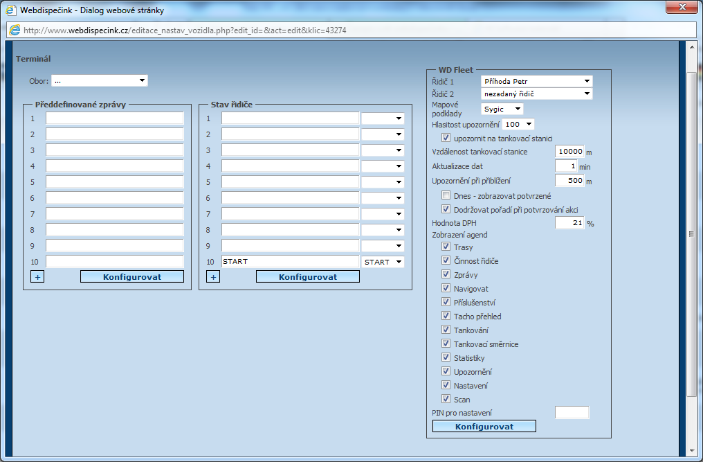NOVINKA VYLEPŠENÝ WD FLEET VERZE 2 Vzdálené nastavení WD Fleet 2 je nyní možné nastavit vzdáleně přímo z WEBDISPEČINKU.