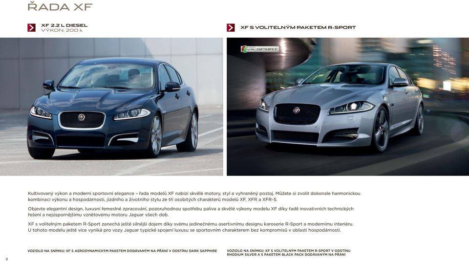 Objevte elegantní design, luxusní řemeslné zpracování, pozoruhodnou spotřebu paliva a skvělé výkony modelu XF díky řadě inovativních technických řešení a nejúspornějšímu vznětovému motoru Jaguar