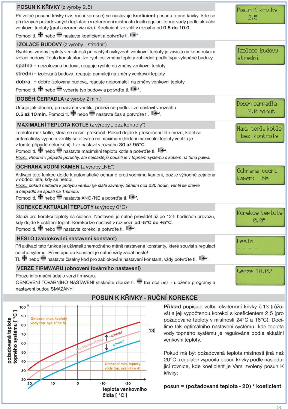 viz níže). Koefi cient lze volit v rozsahu od 0.5 do 10.0. Pomocí tl. nebo nastavte koefi cient a potvrďte tl. i.