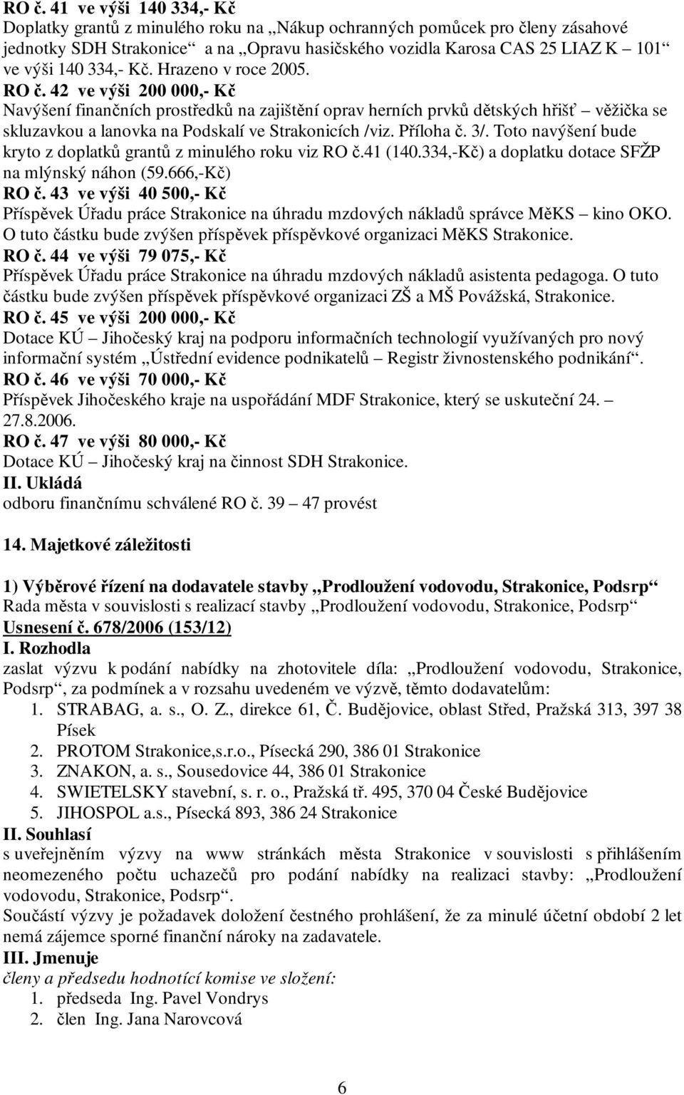 42 ve výši 200 000,- Kč Navýšení finančních prostředků na zajištění oprav herních prvků dětských hřišť věžička se skluzavkou a lanovka na Podskalí ve Strakonicích /viz. Příloha č. 3/.