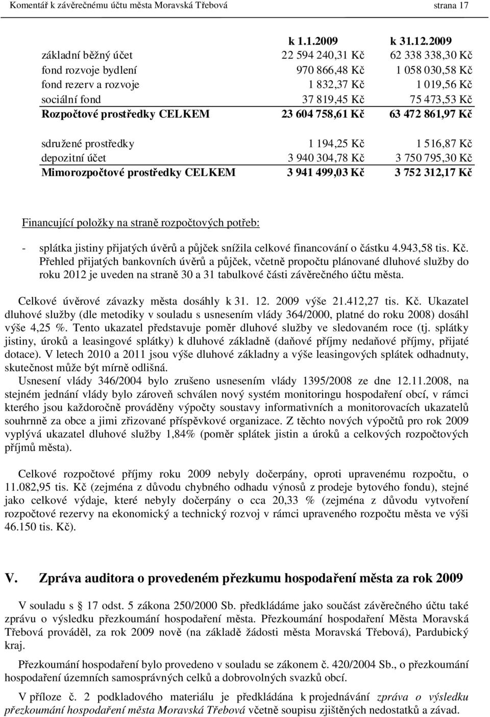 Rozpočtové prostředky CELKEM 23 604 758,61 Kč 63 472 861,97 Kč sdružené prostředky 1 194,25 Kč 1 516,87 Kč depozitní účet 3 940 304,78 Kč 3 750 795,30 Kč Mimorozpočtové prostředky CELKEM 3 941 499,03