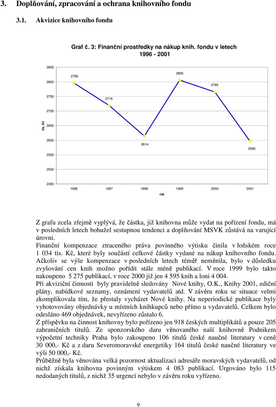 tendenci a doplňování MSVK zůstává na varující úrovni. Finanční kompenzace ztraceného práva povinného výtisku činila v loňském roce 1 034 tis.