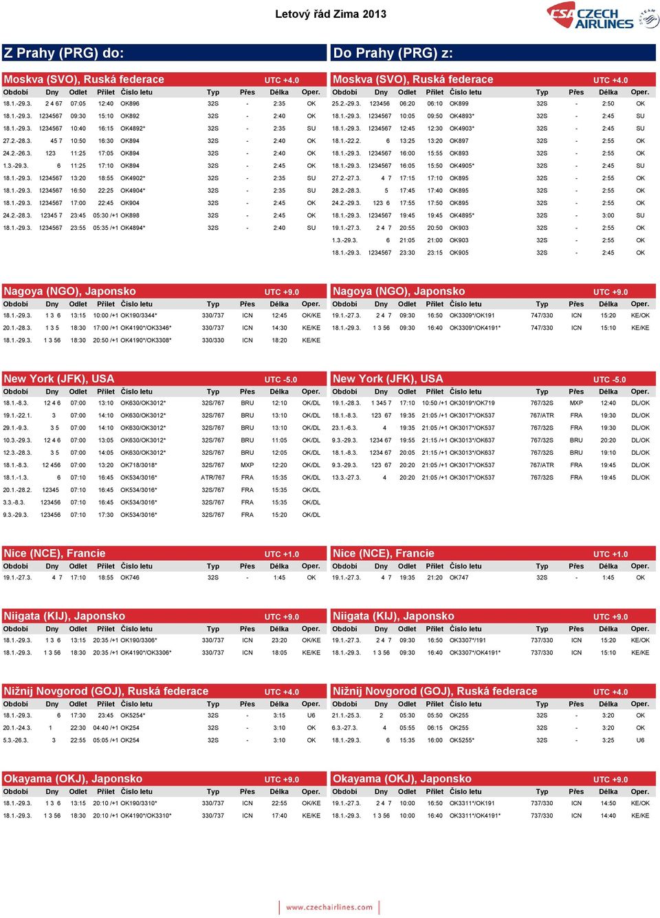 1.-22.2. 6 13:25 13:20 OK897 32S - 2:55 OK 24.2.-26.3. 123 11:25 17:05 OK894 32S - 2:40 OK SVO18.1.-29.3. 1234567 16:00 15:55 OK893 32S - 2:55 OK 1.3.-29.3. 6 11:25 17:10 OK894 32S - 2:45 OK SVO18.1.-29.3. 1234567 16:05 15:50 OK4905* 32S - 2:45 SU 18.