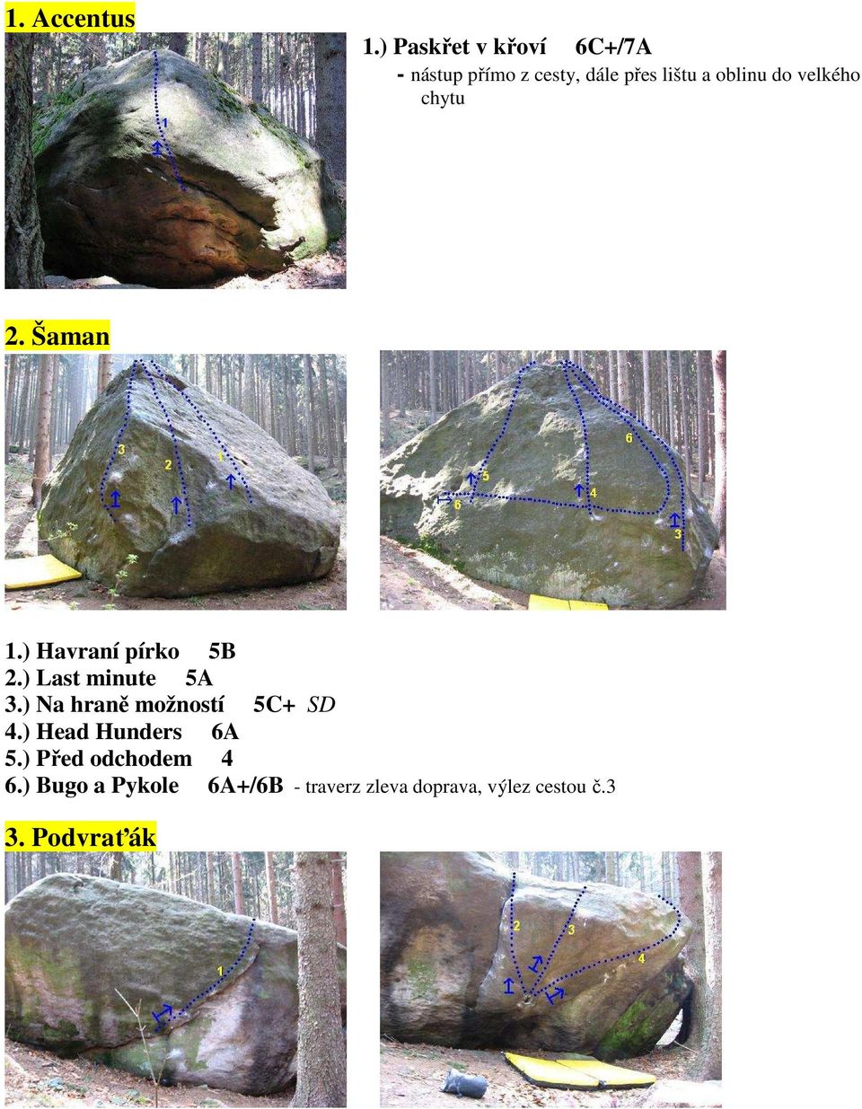 do velkého chytu 2. Šaman 1.) Havraní pírko 5B 2.) Last minute 5A 3.