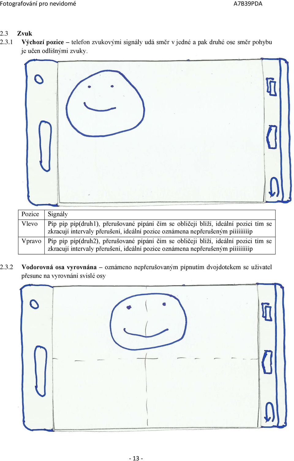 oznámena nepřerušeným píííííííííp Vpravo Píp píp píp(druh2), přerušované pípání čím se obličeji blíží, ideální pozici tím se zkracují intervaly