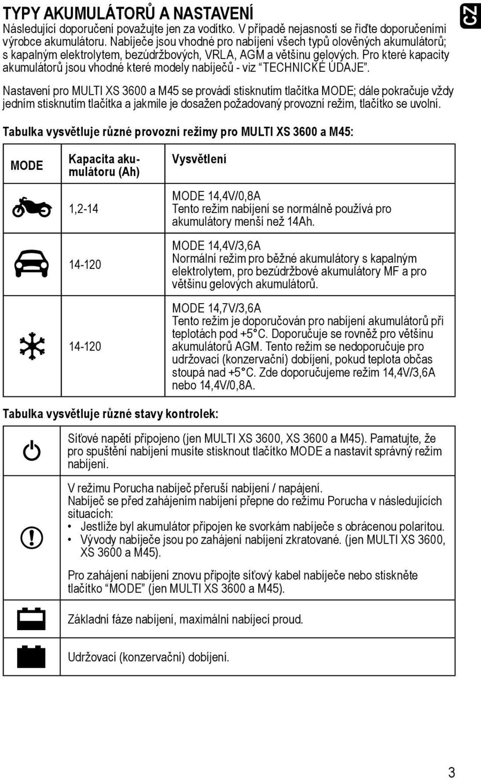 Pro které kapacity akumulátorů jsou vhodné které modely nabíječů - viz TECHNICKÉ ÚDAJE.