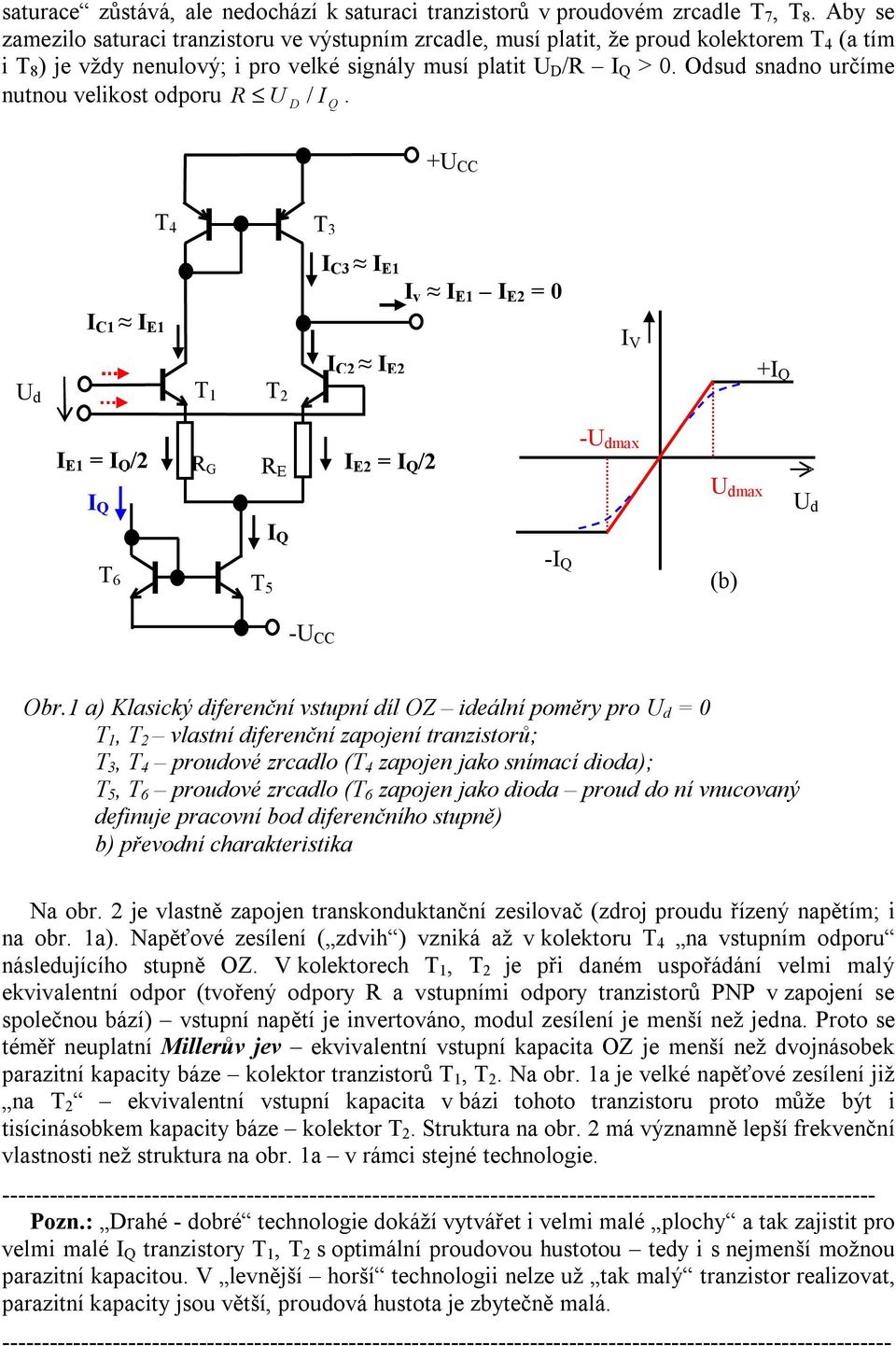 Odsud snadno určíme nutnou velikost odporu R U D / I. Q +U CC I C3 I E1 I v I E1 I E2 = 0 I C1 I E1 I V I C2 I E2 + I E1 = /2 R G I E2 = /2 -max max T 6 T 5 - (b) -U CC Obr.