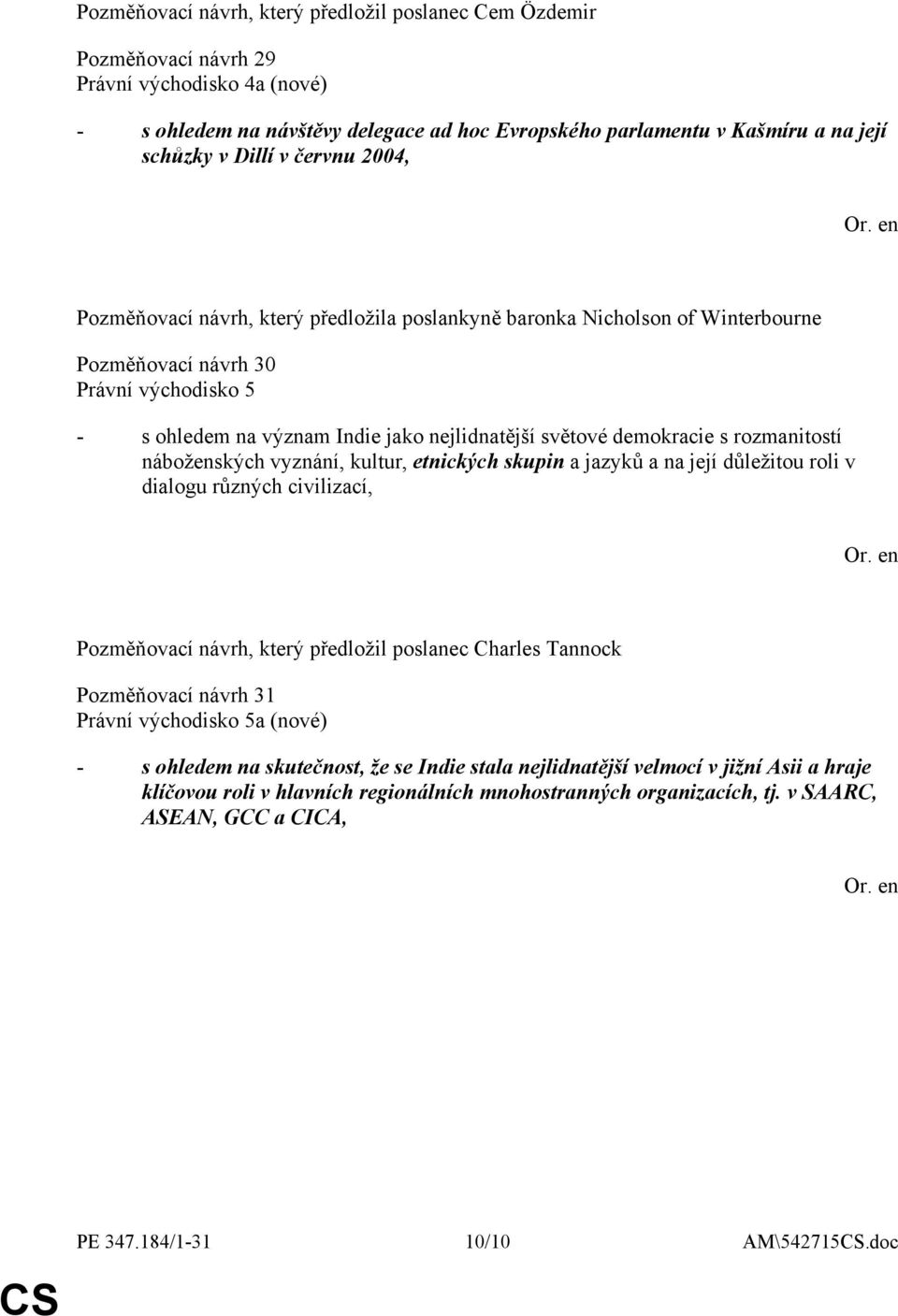 demokracie s rozmanitostí náboženských vyznání, kultur, etnických skupin a jazyků a na její důležitou roli v dialogu různých civilizací, Pozměňovací návrh, který předložil poslanec Charles Tannock