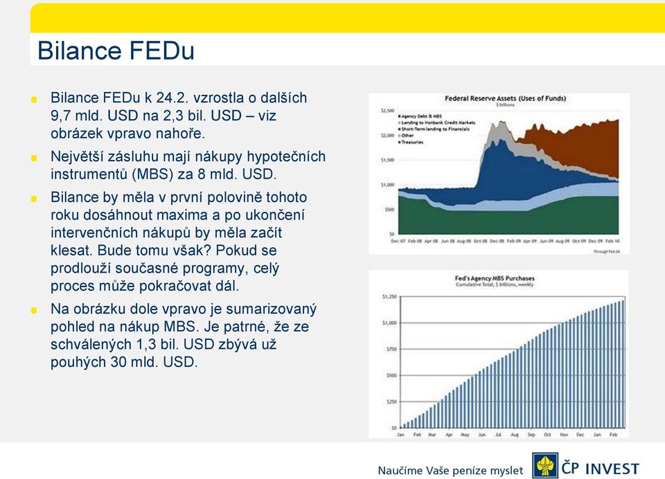 Bilance by měla v první polovině tohoto roku dosáhnout maxima a po ukončení intervenčních nákupů by měla začít klesat.