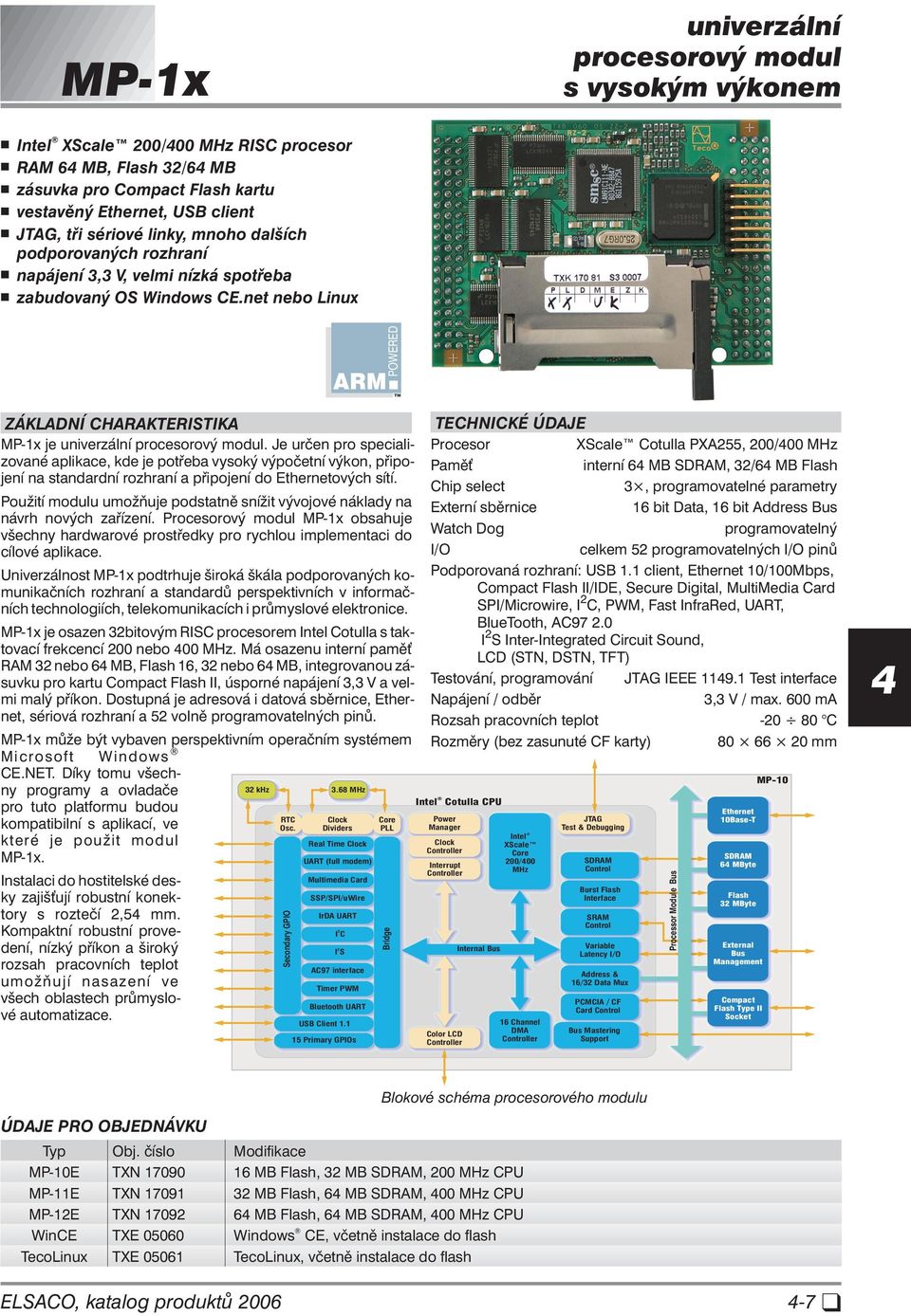 Je určen pro specializované aplikace, kde je potřeba vysoký výpočetní výkon, připojení na standardní rozhraní a připojení do Ethernetových sítí.