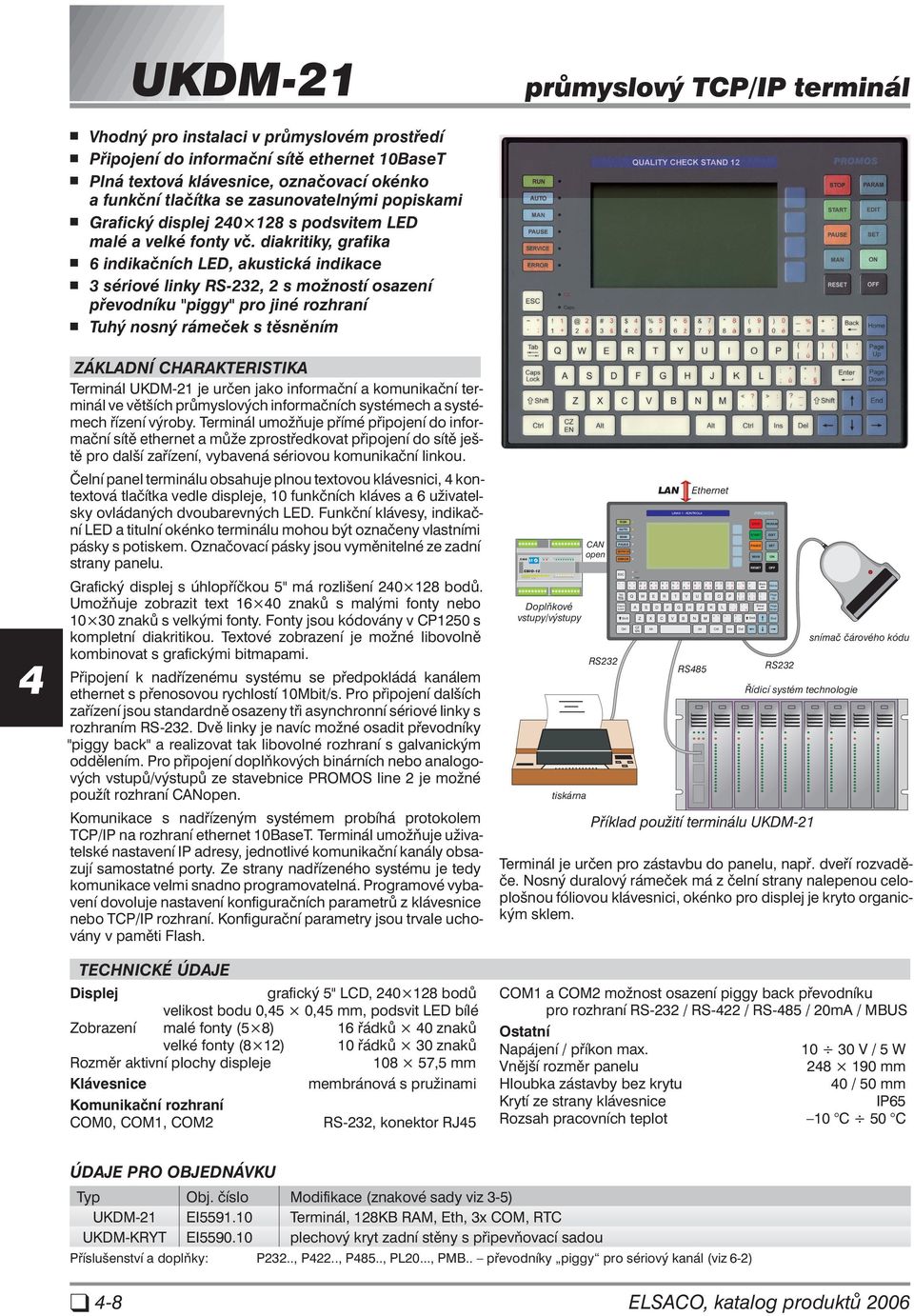 diakritiky, grafika 6 indikačních LED, akustická indikace 3 sériové linky RS-232, 2 s možností osazení převodníku "piggy" pro jiné rozhraní Tuhý nosný rámeček s těsněním ZÁKLADNÍ CHARAKTERISTIKA