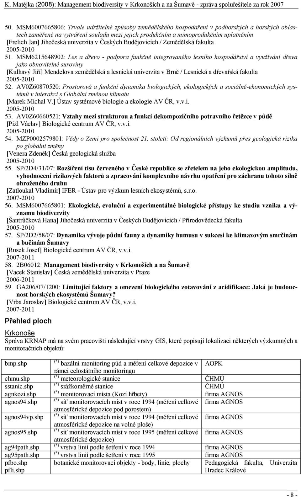 MSM6215648902: Les a dřevo - podpora funkčně integrovaného lesního hospodářství a využívání dřeva jako obnovitelné suroviny [Kulhavý Jiří] Mendelova zemědělská a lesnická univerzita v Brně / Lesnická