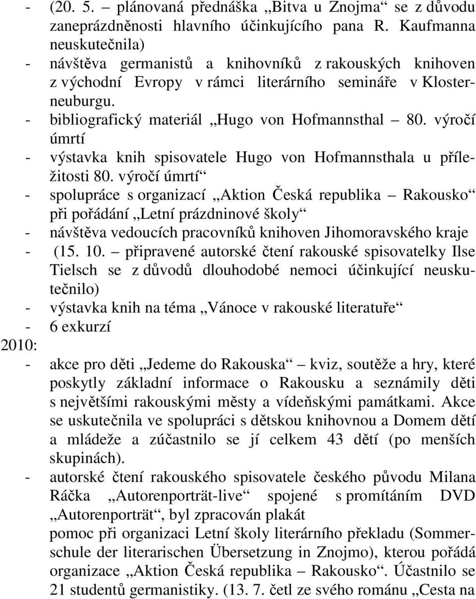 výročí úmrtí - výstavka knih spisovatele Hugo von Hofmannsthala u příležitosti 80.