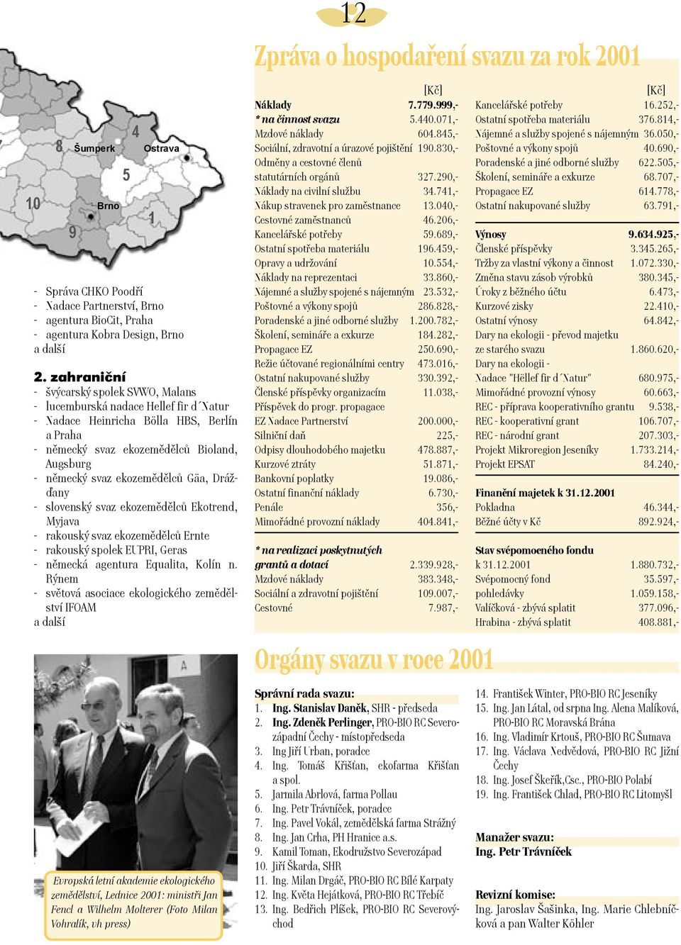 ekozemìdìlcù Gäa, Dráďany - slovenský svaz ekozemìdìlcù Ekotrend, Myjava - rakouský svaz ekozemìdìlcù Ernte - rakouský spolek EUPRI, Geras - nìmecká agentura Equalita, Kolín n.