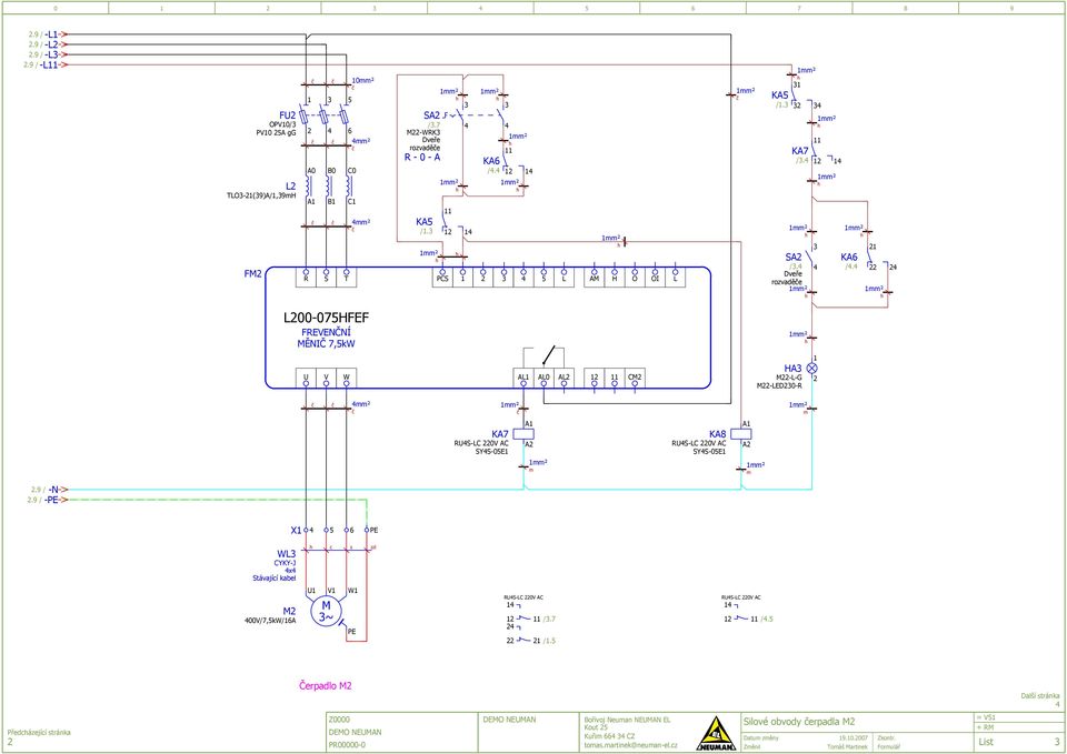 L00-07HFEF FREVENČNÍ MĚNIČ 7,kW U V W AL AL0 AL CM HA M-L-G M-LED0-R ² KA7 SYS-0E A A KA8 SYS-0E A A.9 /.