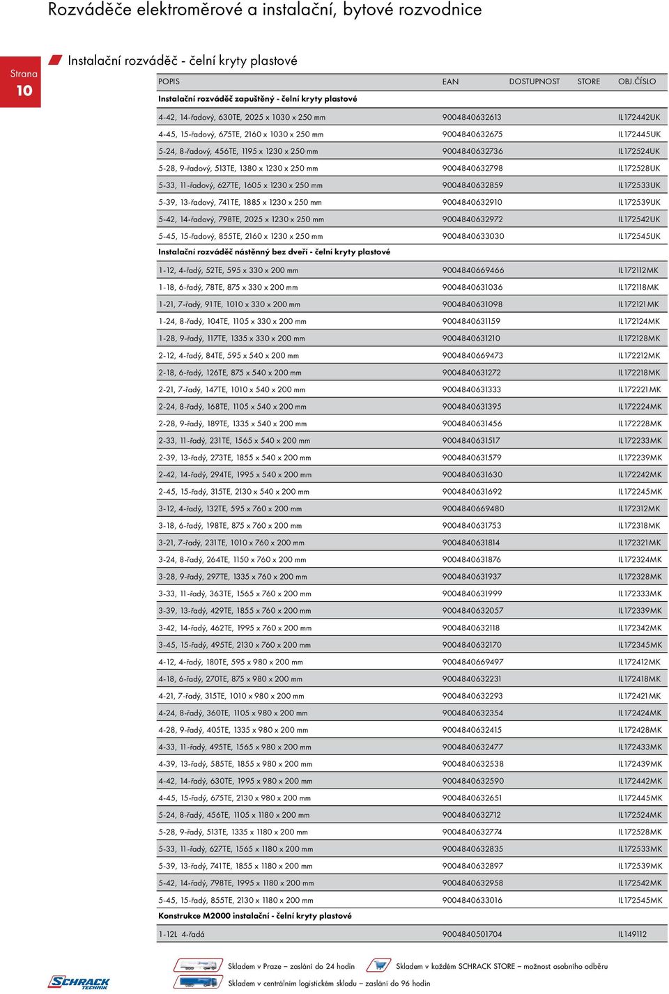 627TE, 1605 x 1230 x 250 mm 9004840632859 IL172533UK 5-39, 13-řadový, 741TE, 1885 x 1230 x 250 mm 9004840632910 IL172539UK 5-42, 14-řadový, 798TE, 2025 x 1230 x 250 mm 9004840632972 IL172542UK 5-45,