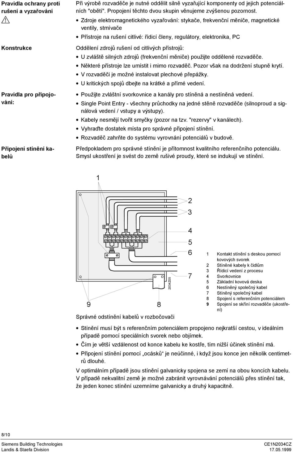 Zdroje elektromagnetického vyzařování: stykače, frekvenční měniče, magnetické ventily, stmívače Přístroje na rušení citlivé: řídicí členy, regulátory, elektronika, PC Oddělení zdrojů rušení od