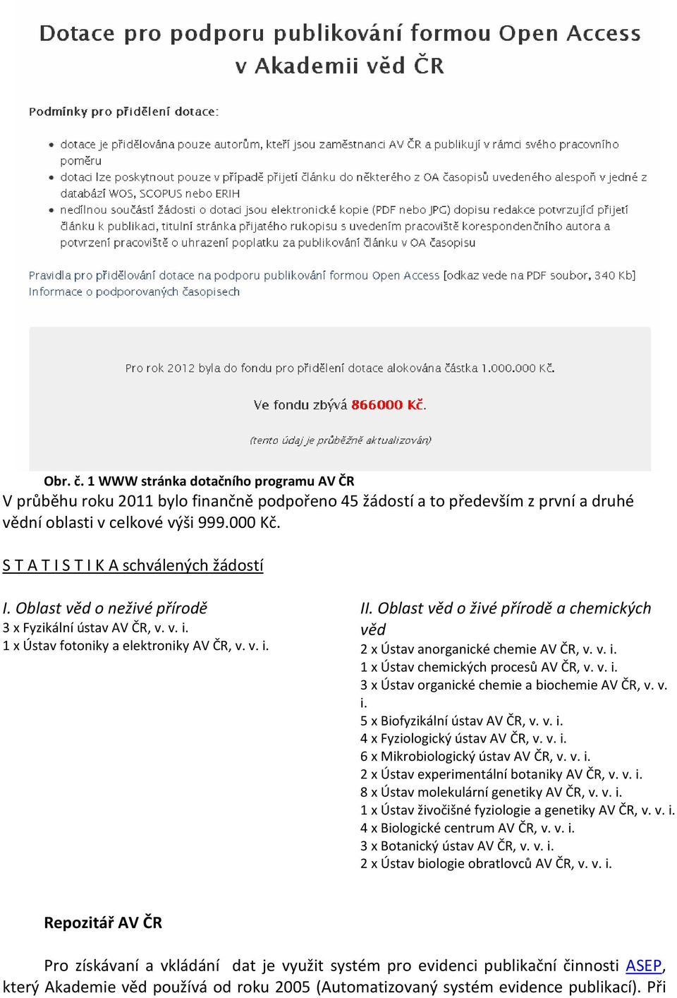 Oblast věd o živé přírodě a chemických věd 2 x Ústav anorganické chemie AV ČR, v. v. i. 1 x Ústav chemických procesů AV ČR, v. v. i. 3 x Ústav organické chemie a biochemie AV ČR, v. v. i. 5 x Biofyzikální ústav AV ČR, v.