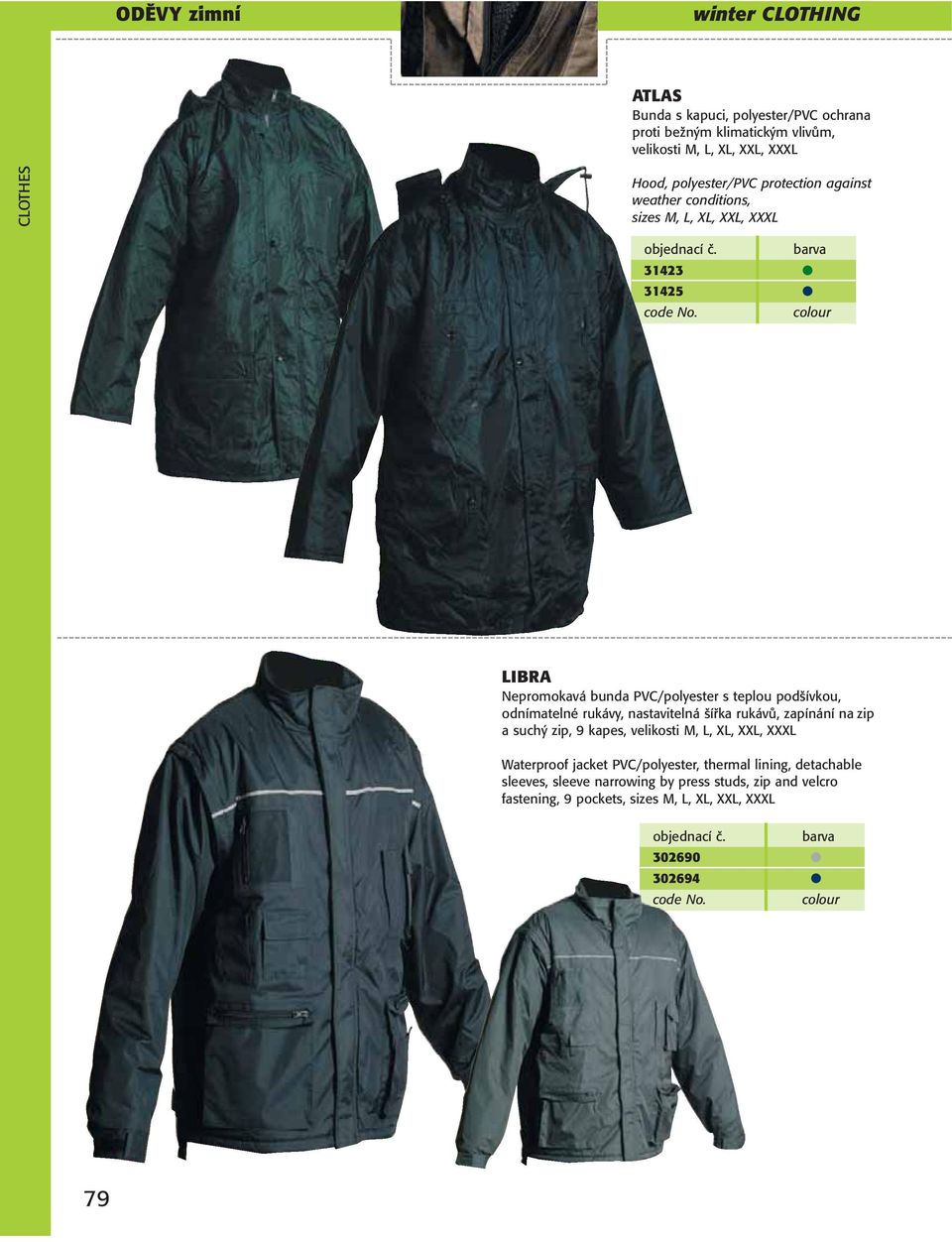 podšívkou, odnímatelné rukávy, nastavitelná šířka rukávů, zapínání na zip a suchý zip, 9 kapes, velikosti M, L, XL, XXL, XXXL Waterproof jacket