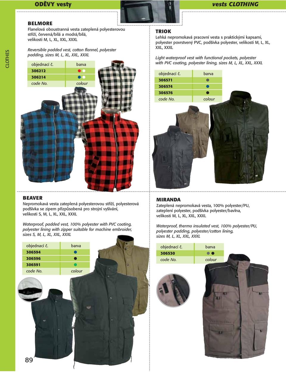 Light waterproof vest with functional pockets, polyester with PVC coating, polyester lining, sizes M, L, XL, XXL, XXXL 306571 306574 306576 BEAVER Nepromokavá vesta zateplená polyesterovou střiží,