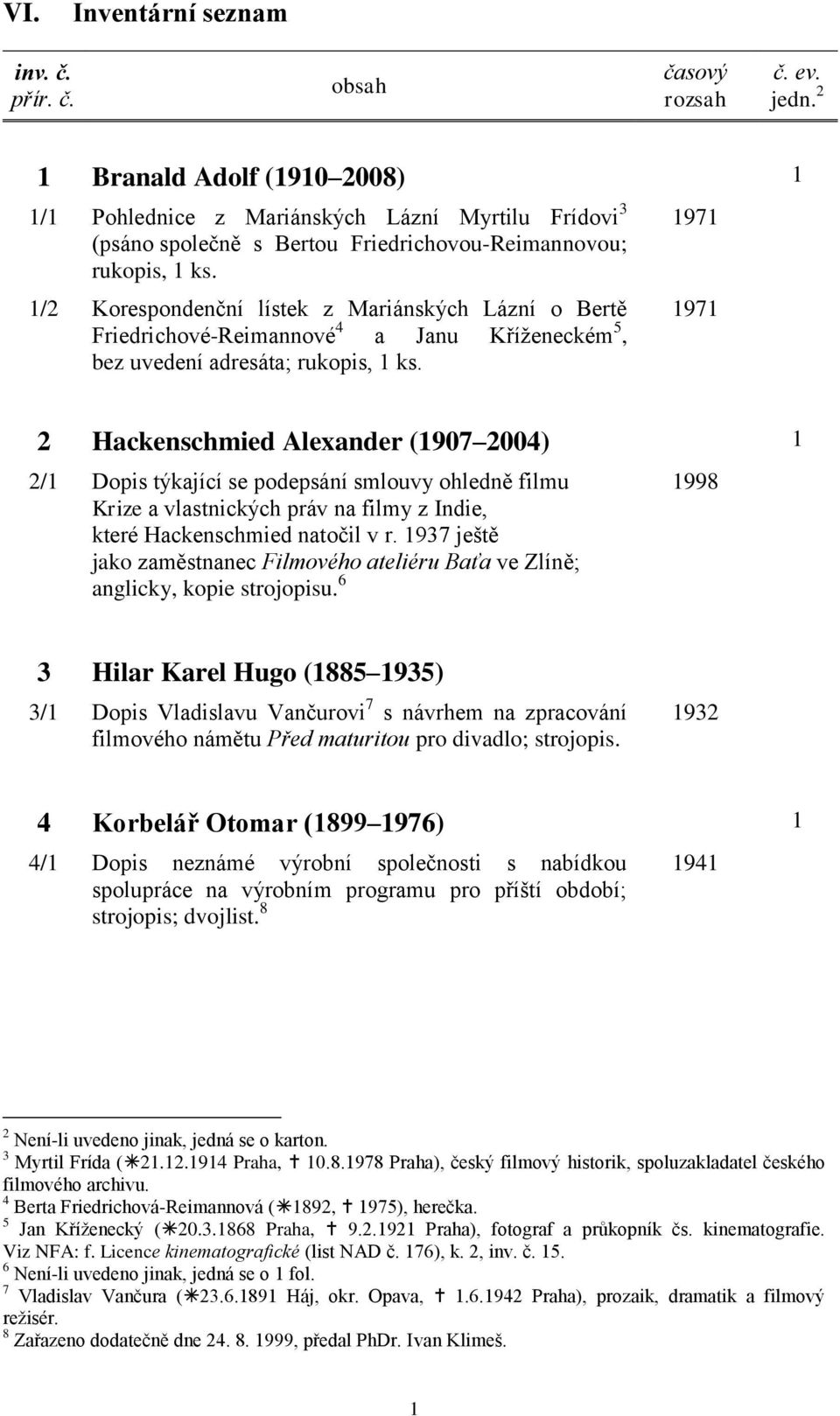 1/2 Korespondenční lístek z Mariánských Lázní o Bertě Friedrichové-Reimannové 4 a Janu Kříženeckém 5, bez uvedení adresáta; rukopis, 1 ks.