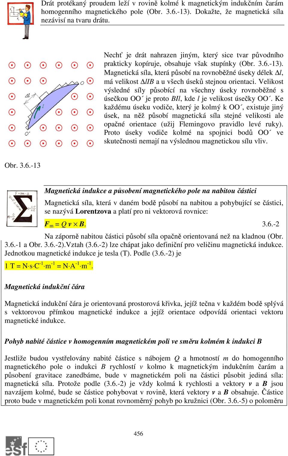 Magnetická síla, která působí na rovnoběžné úseky délek l, má velikost lib a u všech úseků stejnou orientaci.