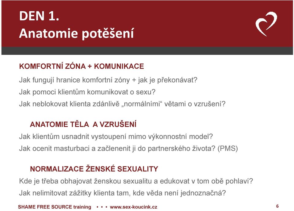 ANATOMIE TĚLA A VZRUŠENÍ Jak klientům usnadnit vystoupení mimo výkonnostní model?